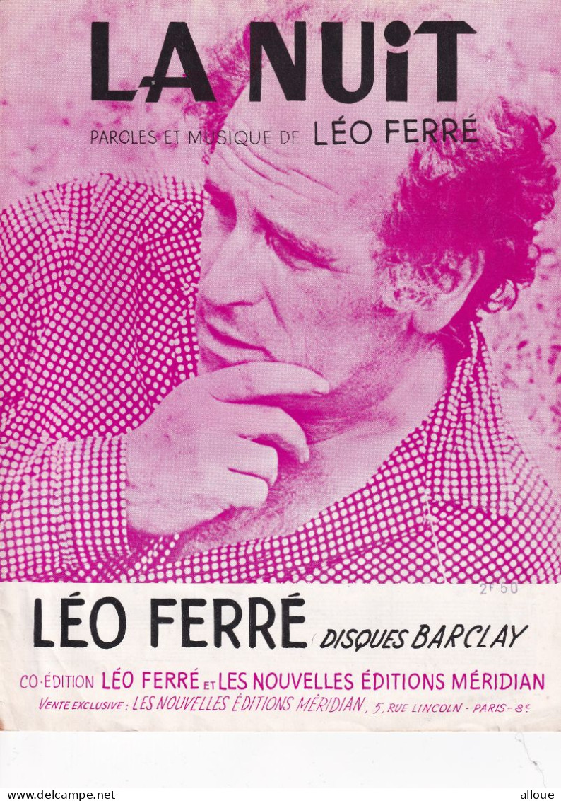 LEO FERRE  - Partition : LA NUIT - Spartiti