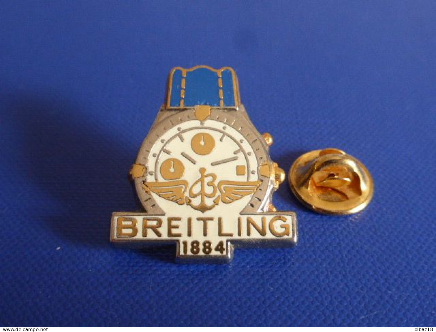 Pin's Montre Breitling 1884 - Bracelet Bleu - Avion Aviation - Arthus Bertrand (AA7) - Arthus Bertrand