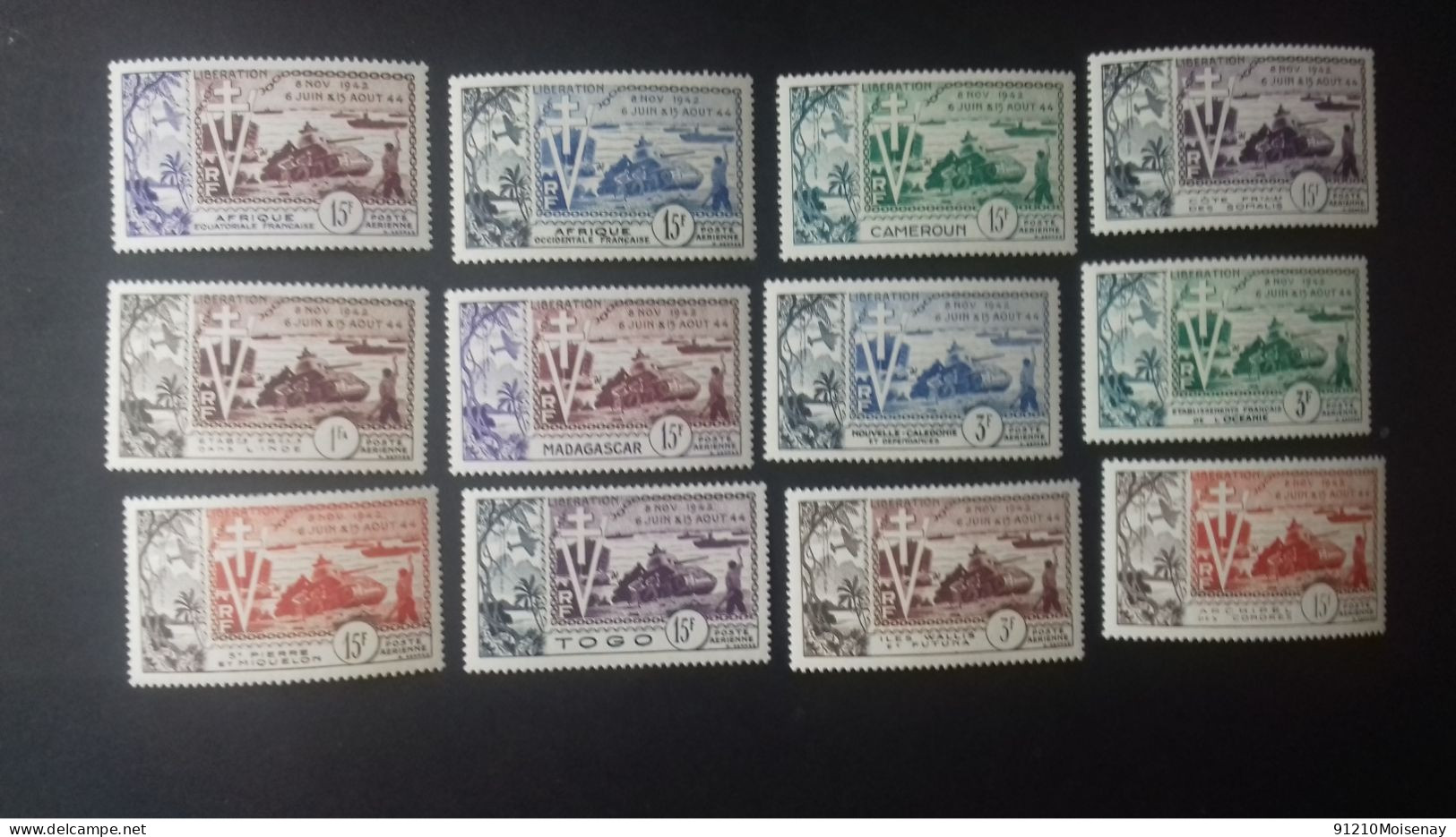 GRANDES SERIES  COLONIALES    10ème  ANNIVERSAIRE DE LA LIBERATION  De 1954**  (LOT) - 1954 10e Anniversaire De La Libération