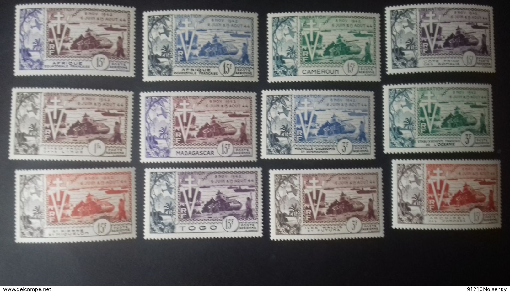 GRANDES SERIES  COLONIALES    10ème  ANNIVERSAIRE DE LA LIBERATION  De 1954**  (LOT) - 1954 10e Anniversaire De La Libération