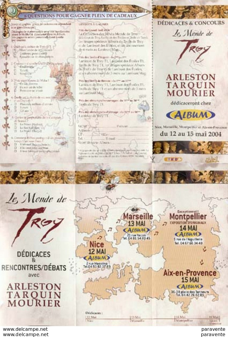 TARQUIN : Depliant TOURNEE MONDE DE TROY - Lanfeust De Troy