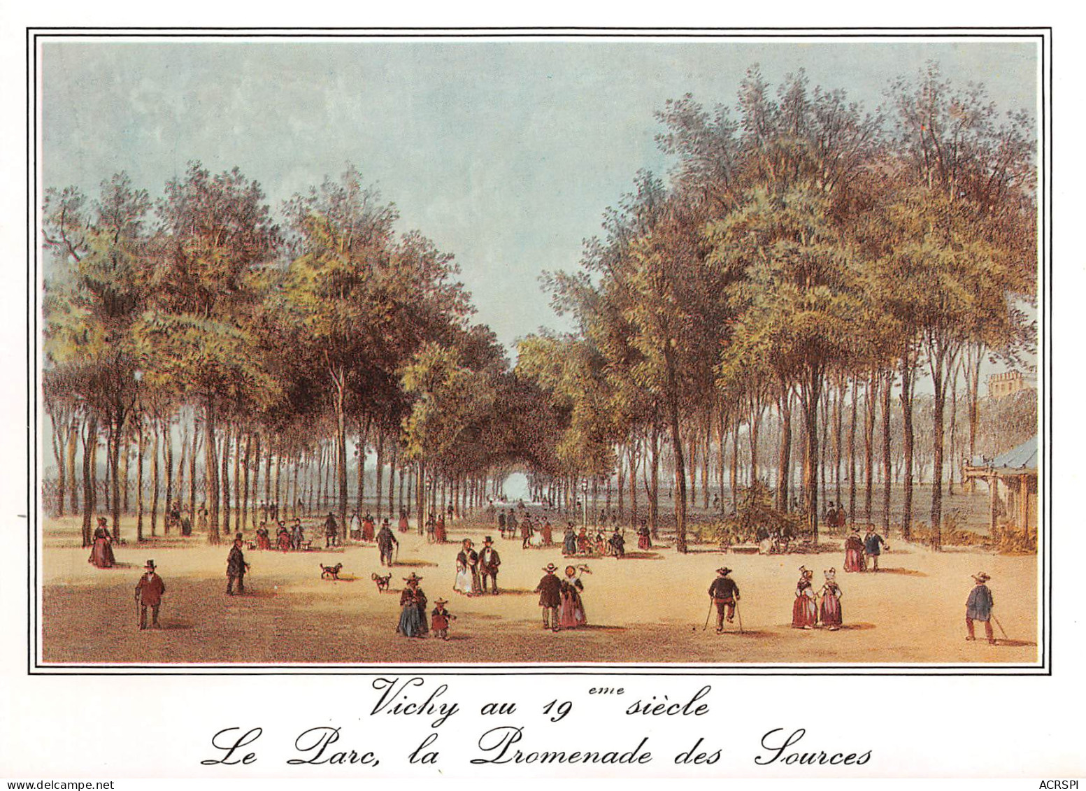 VICHY Au 19e Siecle Vieille Gravure  La Promenade Des Sources  20 (scan Recto Verso)PFRCR00085P - Vichy