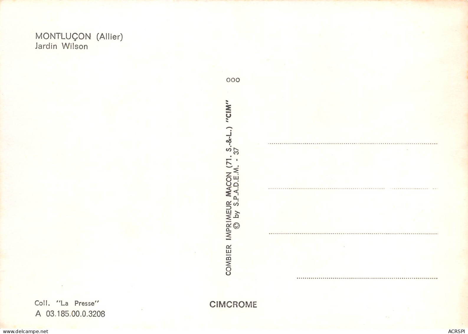 MONTLUCON  Fontaine Du Jardin Wilson  31 (scan Recto Verso)PFRCR00084P - Montlucon