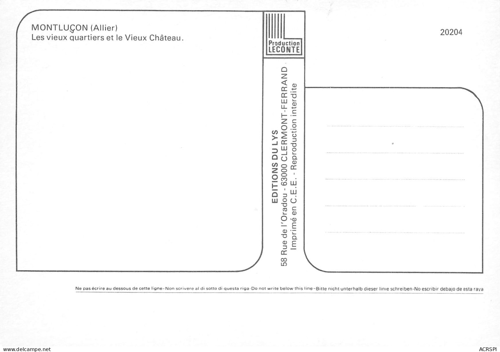 Le Vieux Chateau  Et Vieux Quatrier De MONTLUCON  24 (scan Recto Verso)PFRCR00084P - Montlucon