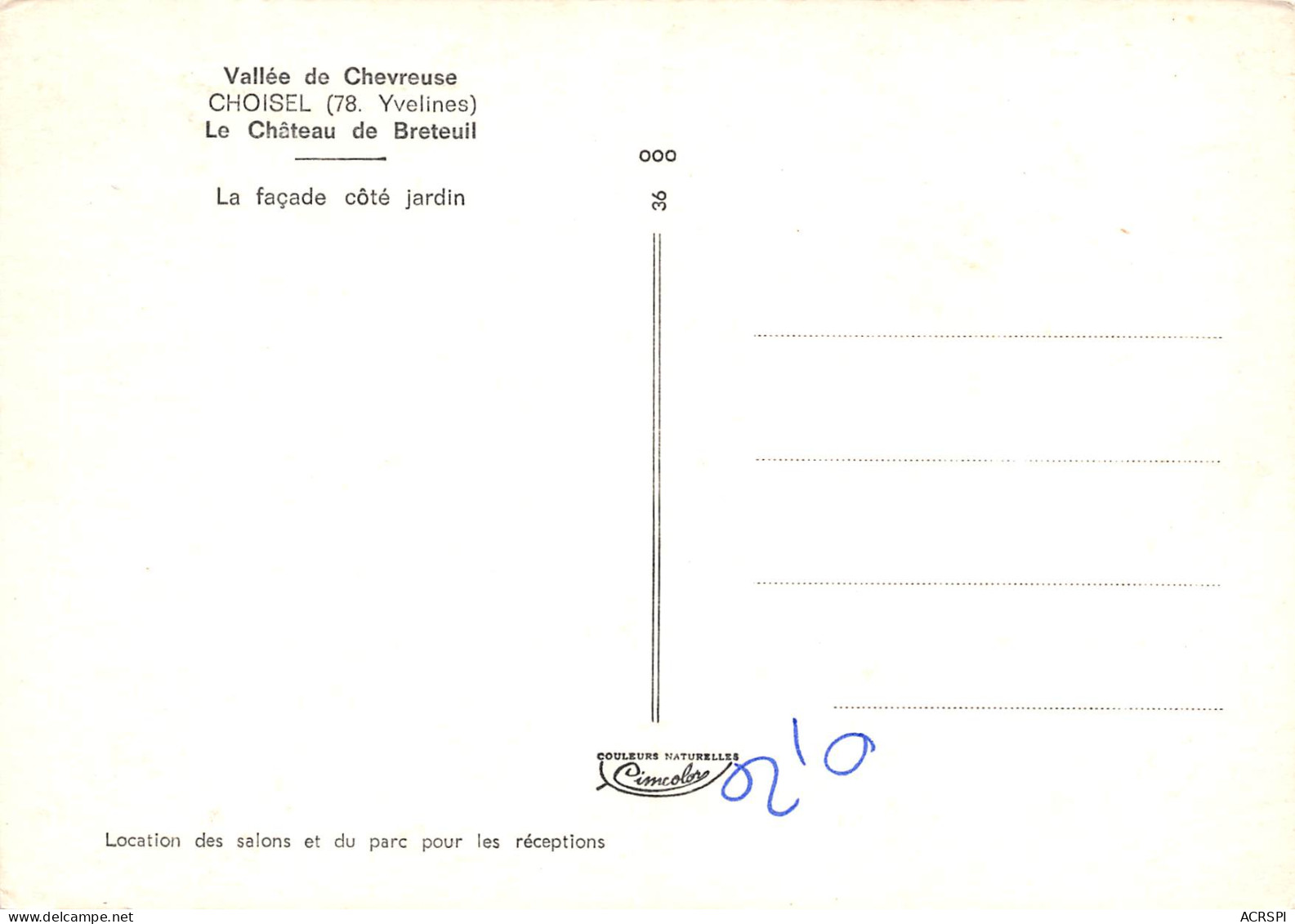 Chateau De BRETEUIL  CHOISEL CHEVREUSE  La Facade Coté Jardin   37 (scan Recto Verso)PFRCR00083P - Chevreuse