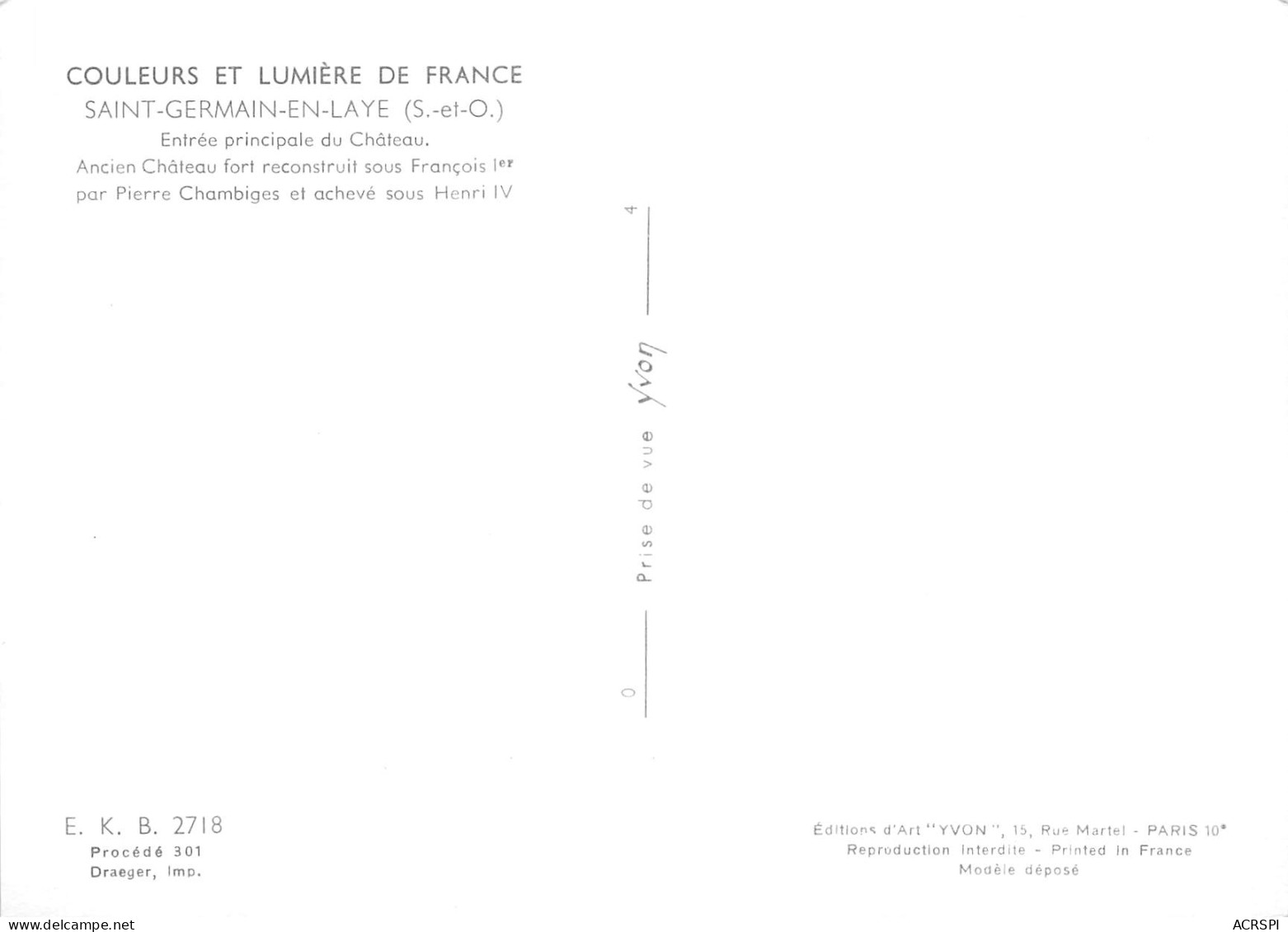 Entrée Principale Du Chateau De  SAINT GERMAIN EN LAYE  22 (scan Recto Verso)PFRCR00083P - St. Germain En Laye