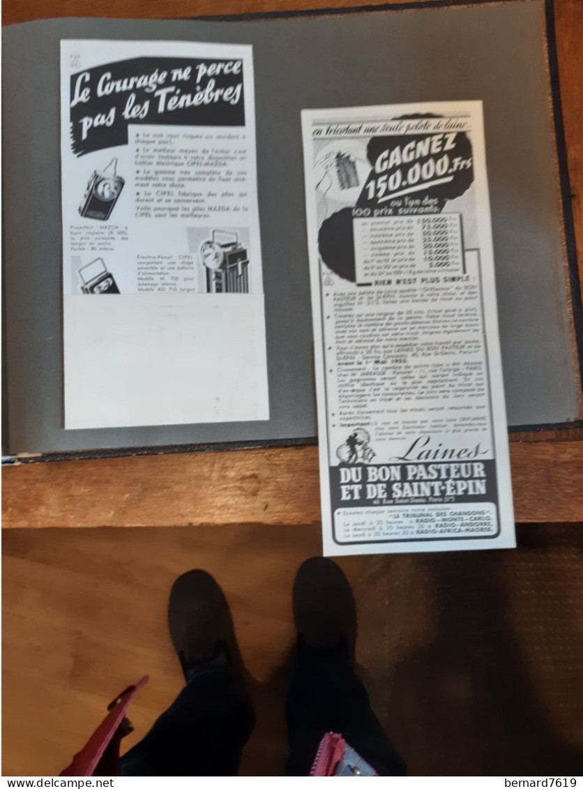 Publicite Annee Vers  1950 -  - Piles Mazda - Byrrh -super Water 75020 Paris - Laines Du Bon Pasteur Et De Saint Epin 75 - Advertising