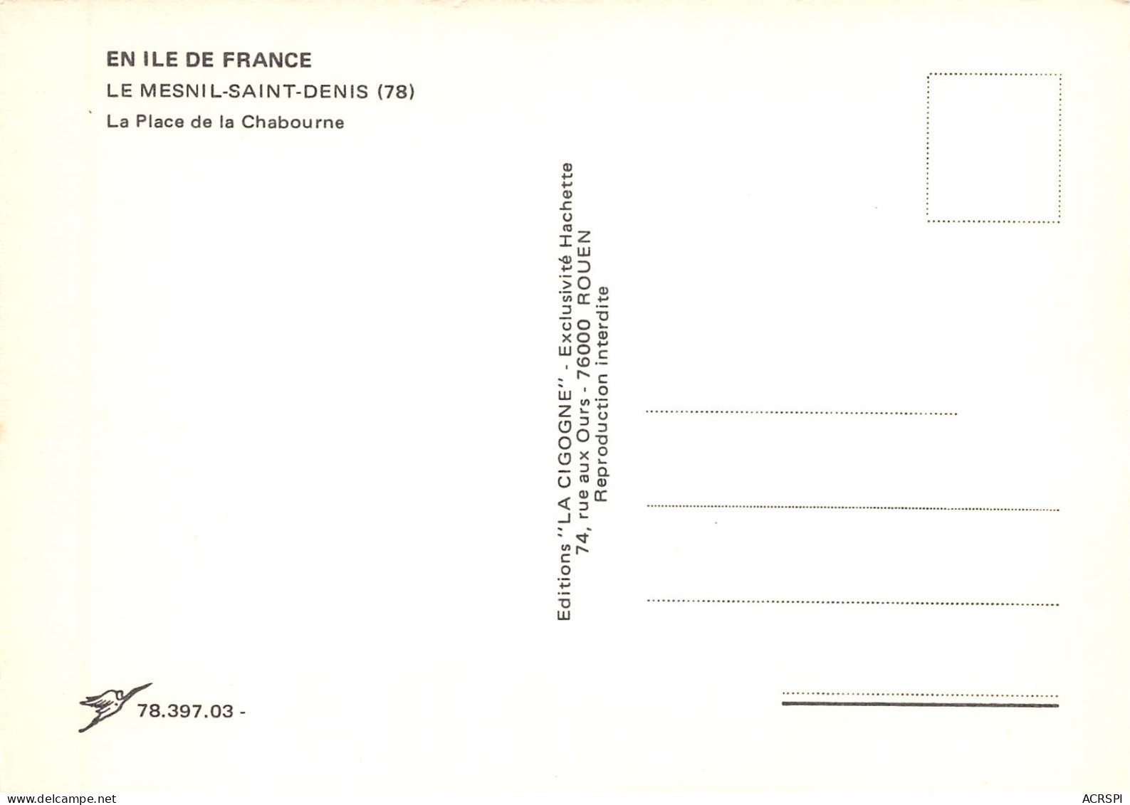 LE MESNIL SAINT DENIS La Place De La CHABOURNE  18 (scan Recto Verso)PFRCR00082P - Le Mesnil Saint Denis