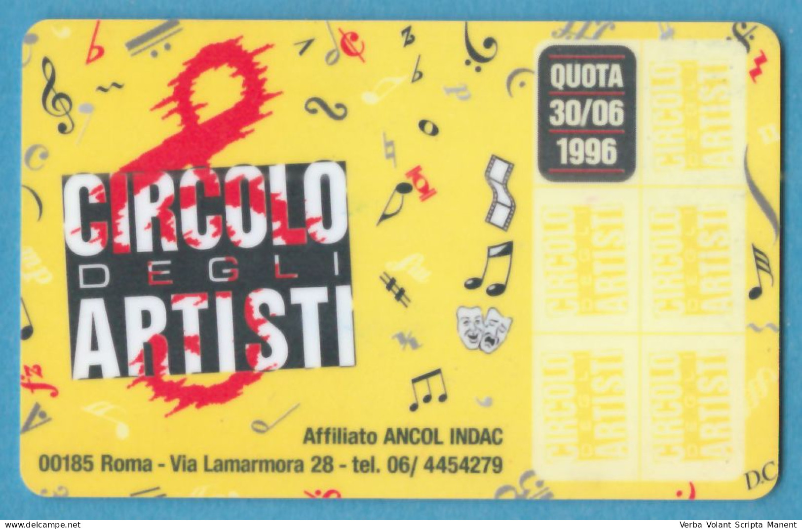 H-5800 * Italia - CIRCOLO DEGLI ARTISTI - Via Lamarmora, 28 - Roma - 1996 - Andere & Zonder Classificatie