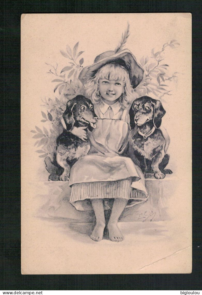 Illustration - Enfant - Chiens - - Chiens