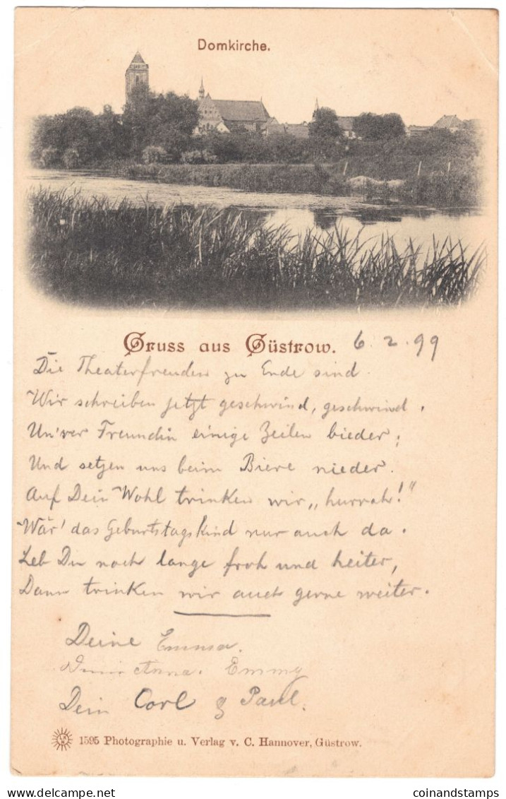 Postkarte Güstrow -Dom, S/w, 1899, Orig. Gelaufen Innerorts, II- - Güstrow