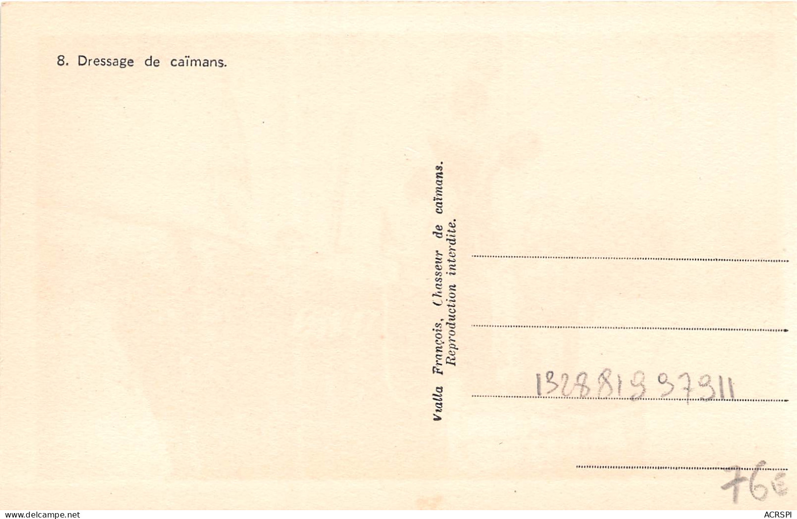 GUINEE Francaise  Conakry VIALLA Francois Dressage D'un CAÏMAN - Carte Vierge  50 (scan Recto-verso) PFRCR00076 P - Guinée Française