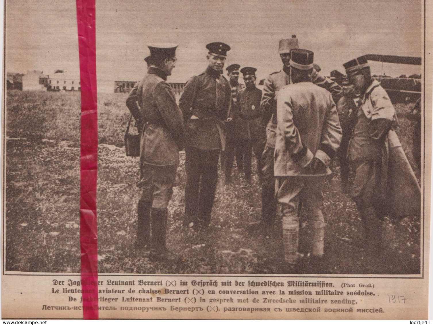 Oorlog Guerre 14/18 - Aviateur Piloot Luitenant Bernert - Orig. Knipsel Coupure Tijdschrift Magazine - 1917 - Non Classificati