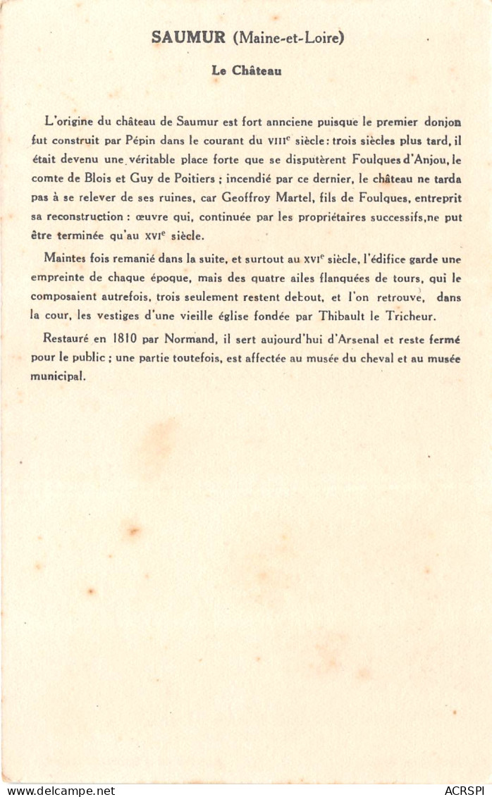 Saumur  Le Chateau   SOLUTION PAUTAUBERGE   (scan Recto-verso) PFRCR00066 P - Saumur