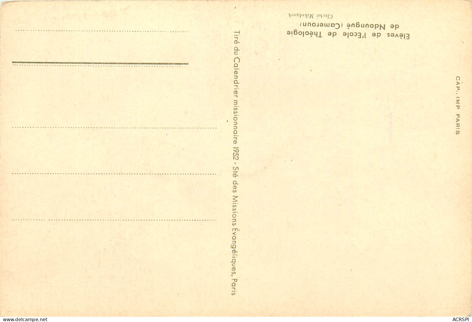 AFRIQUE CAMEROUN  NDOUNGUE Eleves De L'ecole De Theologie  (scan Recto-verso) PFRCR00063 P - Camerún