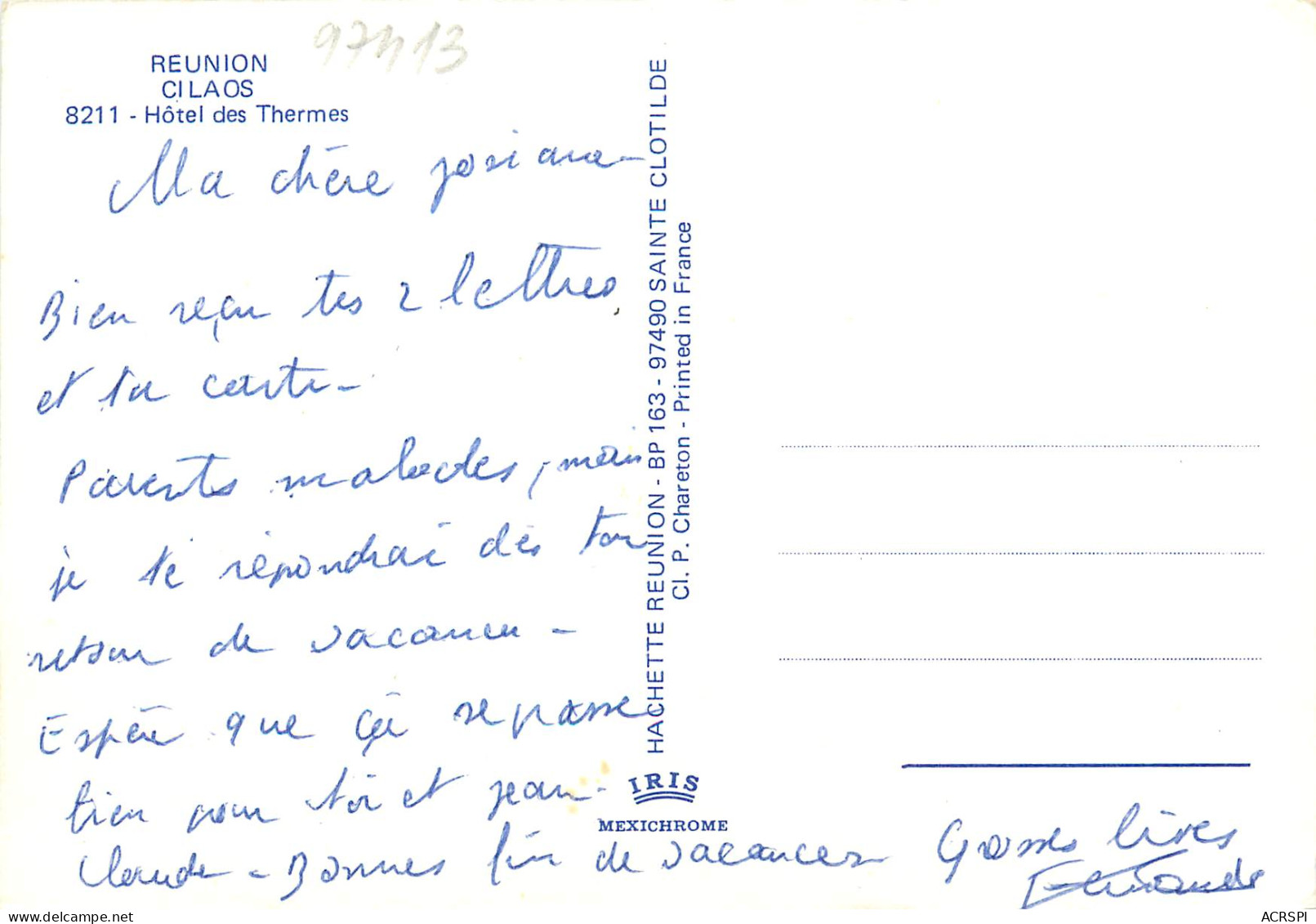 REUNION - CILAOS - Hôtel Des Thermes  (scan Recto-verso) PFRCR00063 P - Saint Denis