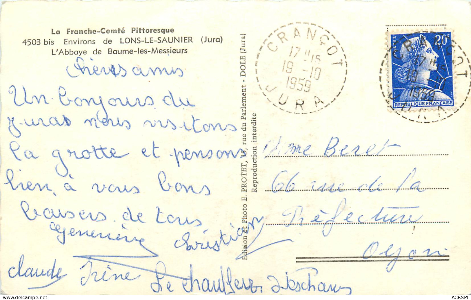 LONS-LE-SAUNIER  Les Environs De Lons-le-Saunier - L'Abbaye De BAUME-LES-MESSIEURS  (scan Recto-verso) PFRCR00055 P - Lons Le Saunier