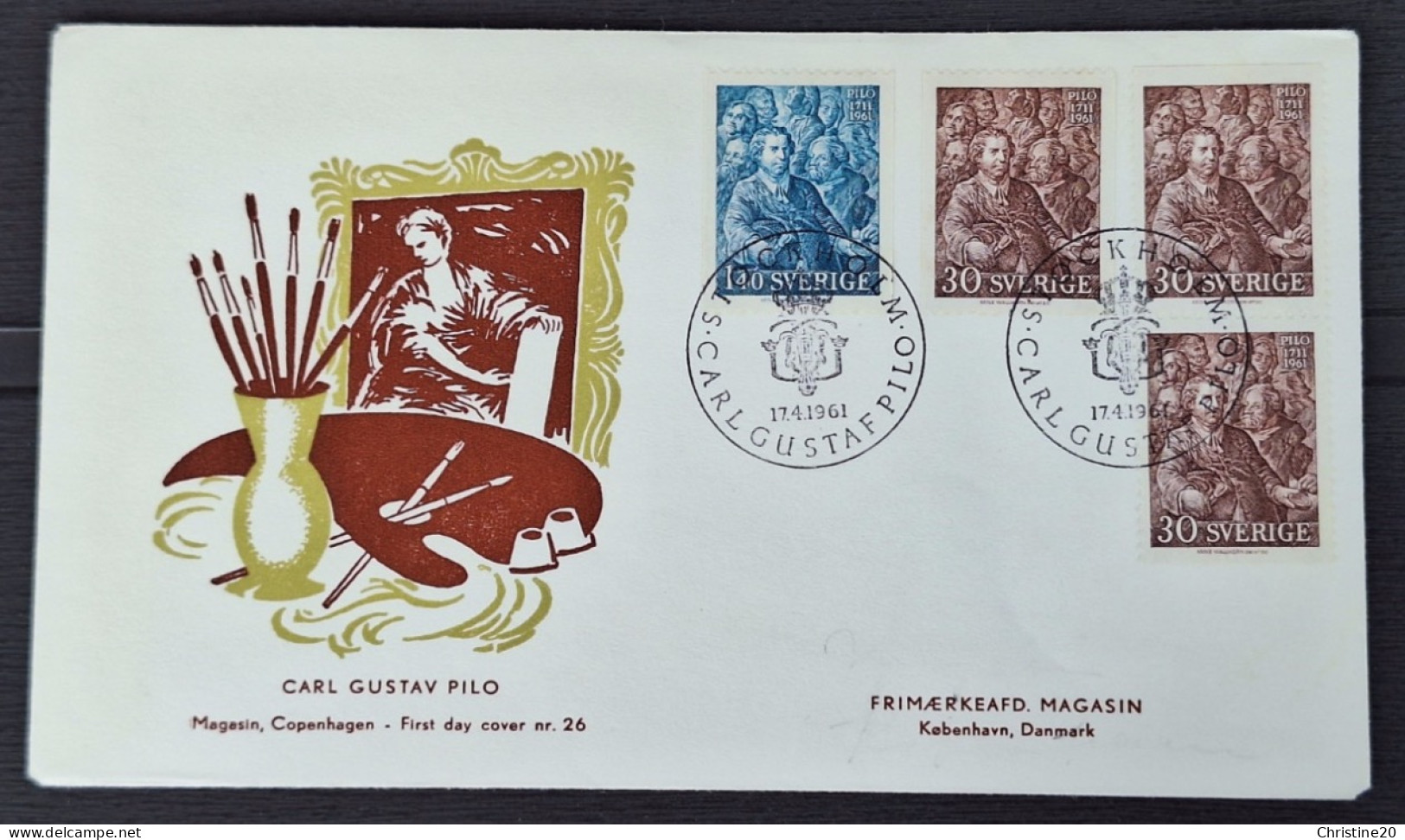 Suède 1961 N°482/83 + N°482b Ob Premier Jour TB - FDC