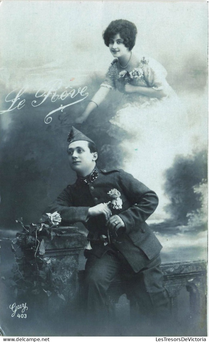 FANTAISIE - Homme - Soldat Et Sa Femme - Le Rêve - Carte Postale Ancienne - Hommes