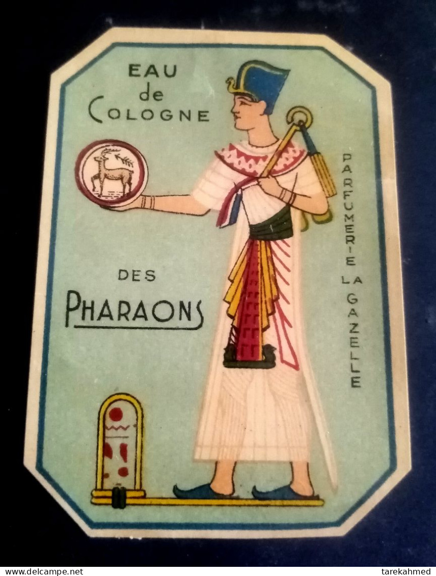 Egypt 1940's, V Rare Eau De Cologne Des Pharaons Label By LA Gazelle - Etiquettes