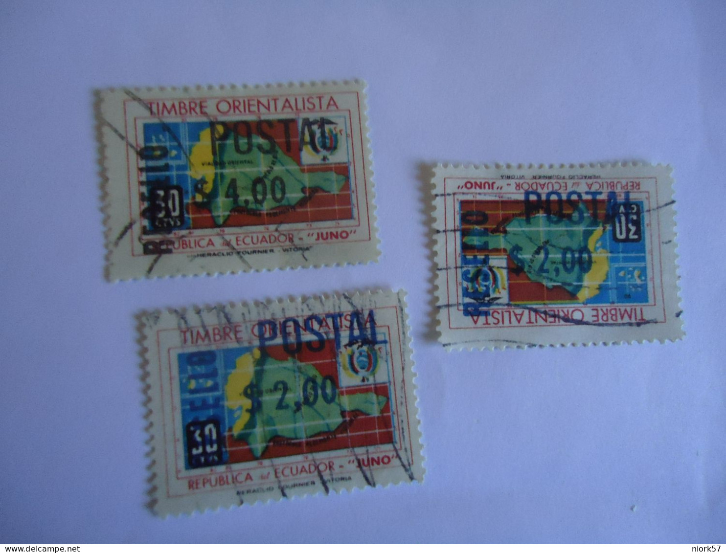 ECUADOR   USED   STAMPS MAPS 3 OVERPRINT - Ecuador