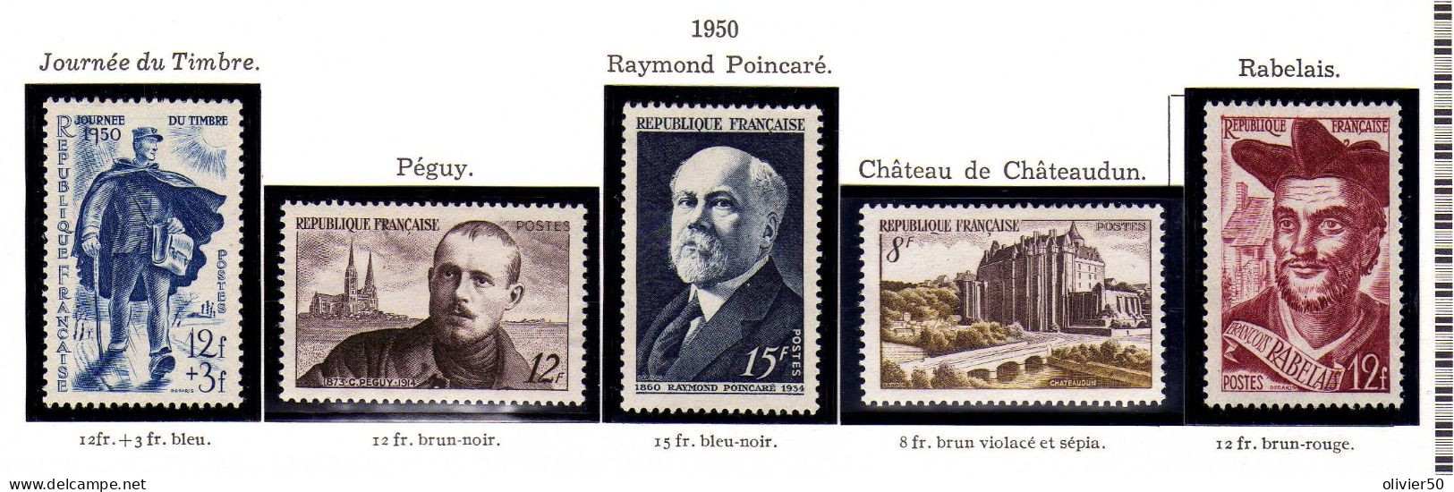 France - 1950 - Celebrites - Journee Du Timbre -  Chateaudun - Neufs - Sans Gomme - No Gum - Unused Stamps