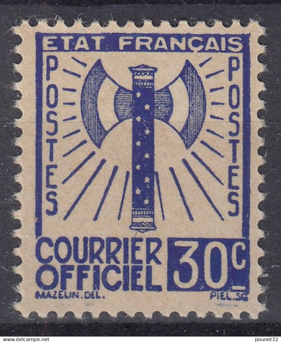 TIMBRE FRANCE SERVICE FRANCISQUE 30c OUTREMER N° 2 NEUF SANS GOMME - Ungebraucht