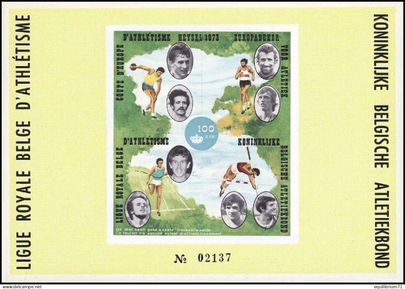 E127A** LX  Coupe D'Europe D'Athlétisme/Europese Aatletiekbeker/Europäischer Leichtathletik - Heysel - NUMEROTÉ/GENUMERD - Erinnophilie - Reklamemarken [E]