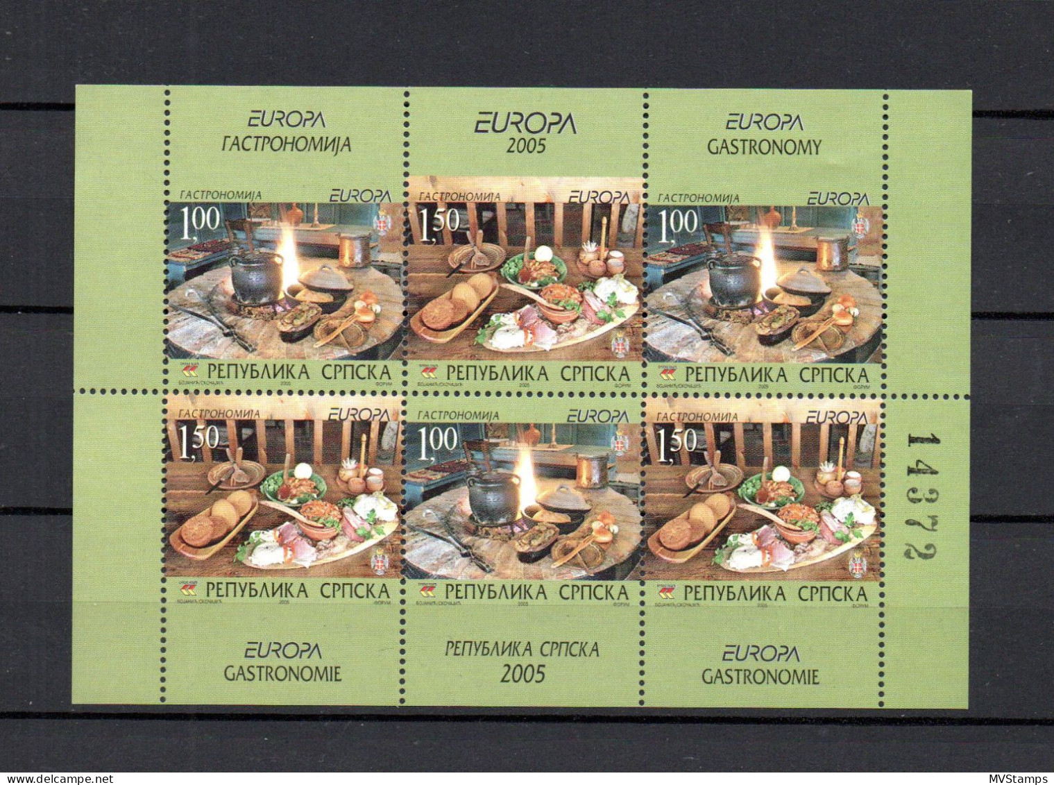 Bosnia (Serb.Rep.) 2005 Sheet CEPT/Europe/Gastronomic/Food Stamps (Michel H-Blatt 8) MNH - Bosnia Erzegovina