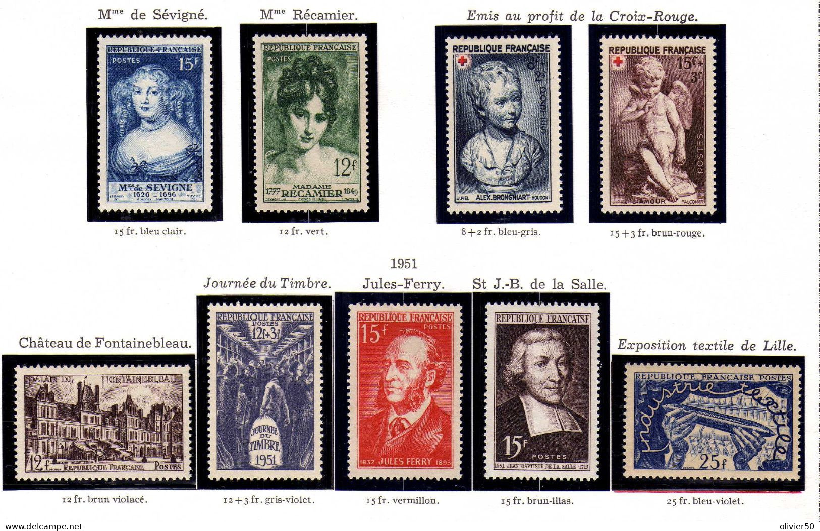 France - (1950-51 - Celebrites - Journee Du Timbre - Croix-Rouge - Neufs - Sans Gomme - No Gum - Unused Stamps