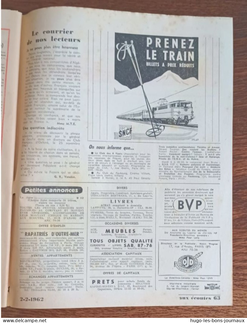 Aux écoutes Du Monde N°1959_2 Février 1962_ Halte Imprévue: Le C.N.R.A. Censure Ben Khedda - 1950 - Today