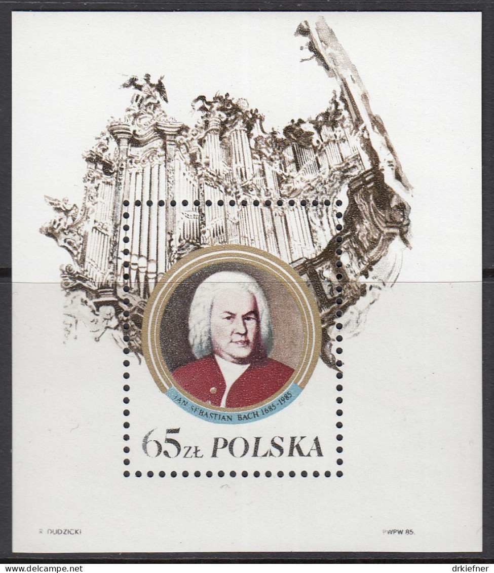 POLEN  Block 97 I, Postfrisch **, 300. Geburtstag Von Johann Sebastian Bach, 1985 - Blocks & Kleinbögen