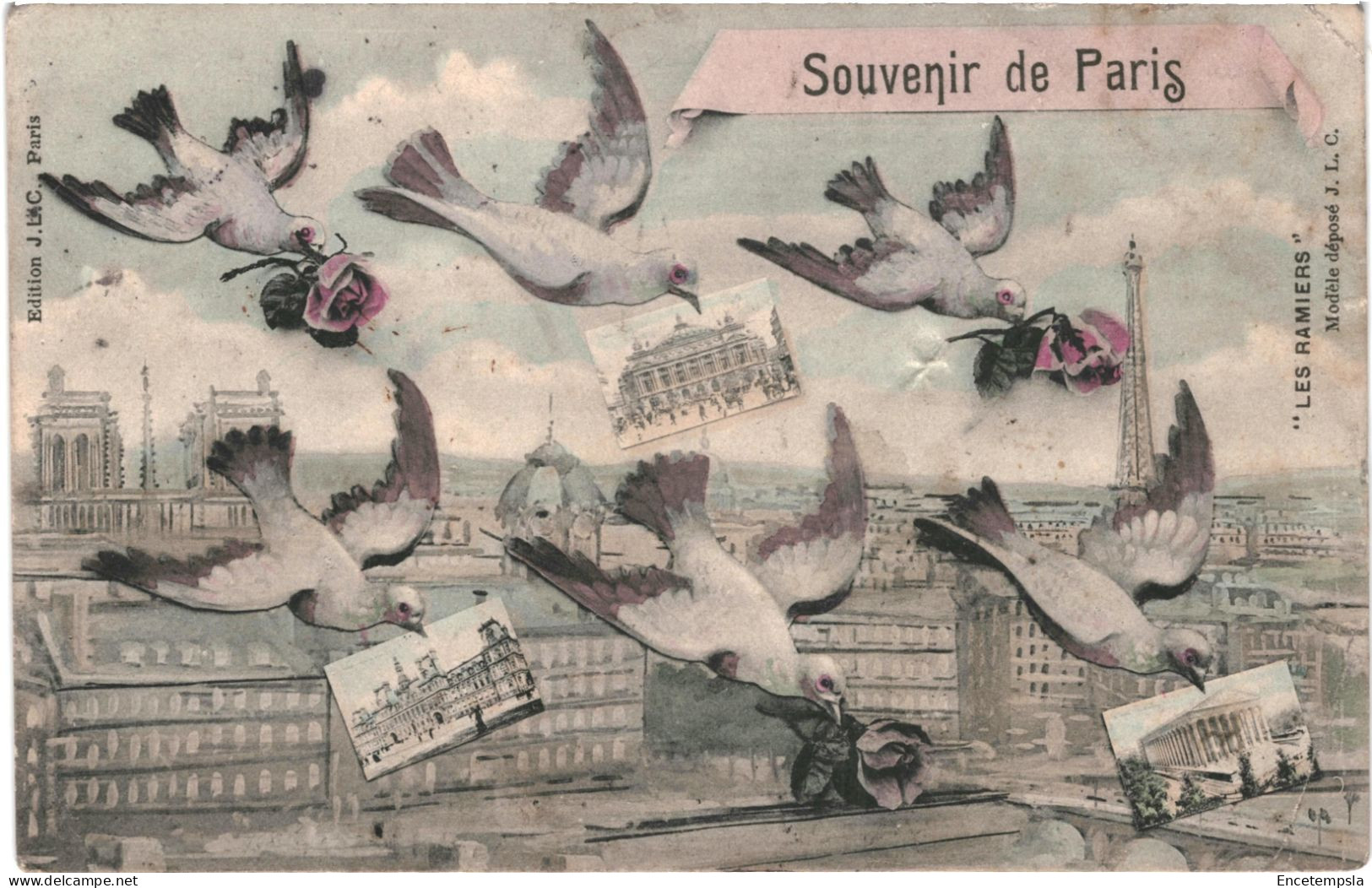 CPA Carte Postale  France Paris Souvenir Pigeons Multi Vues 1907  VM79107 - Panorama's