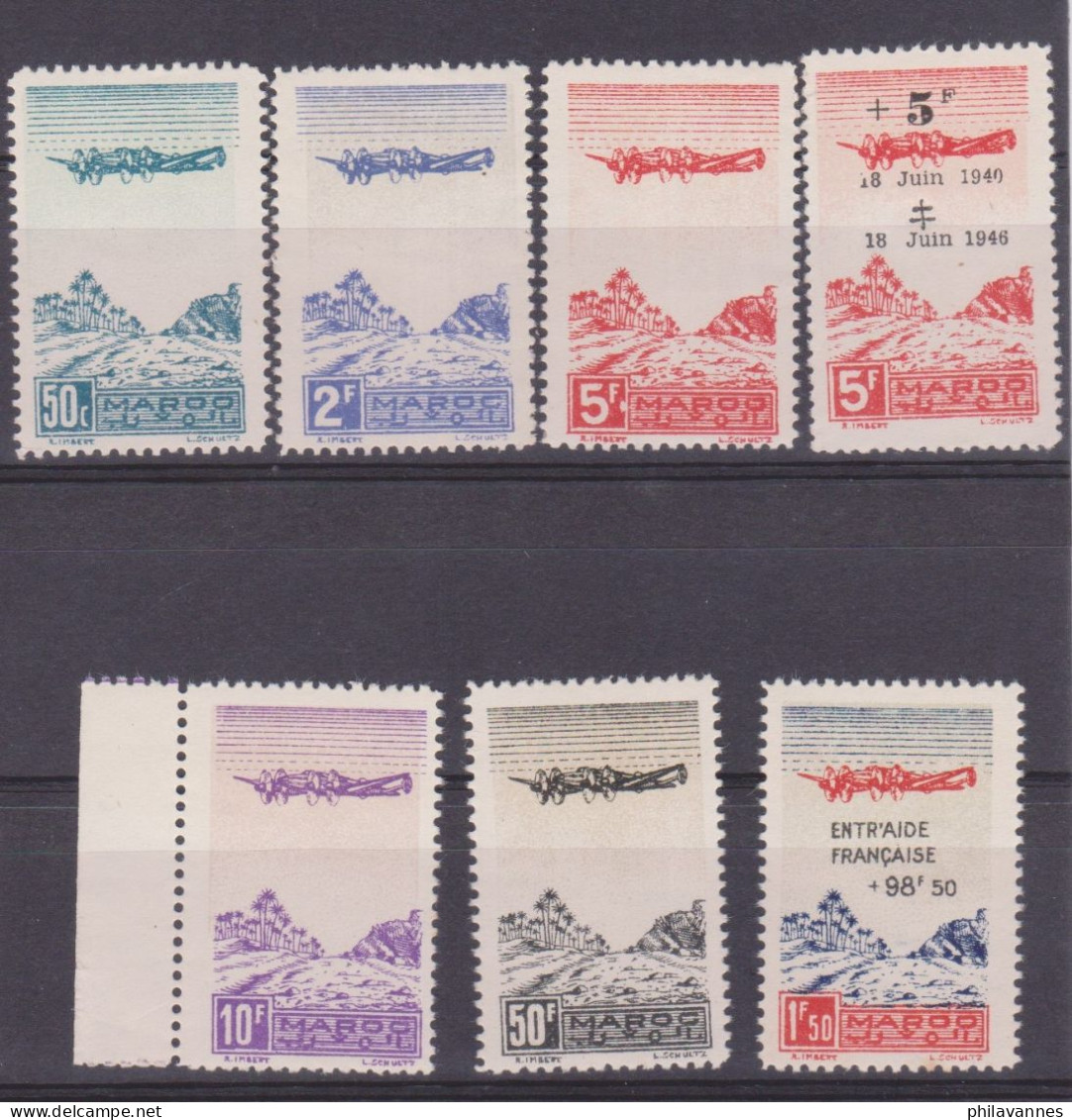 MAROC, Poste Aérienne N° 50 à 56 , Neufs **,sauf 51 * Cote 15,8€ ( Maroc/002) - Poste Aérienne