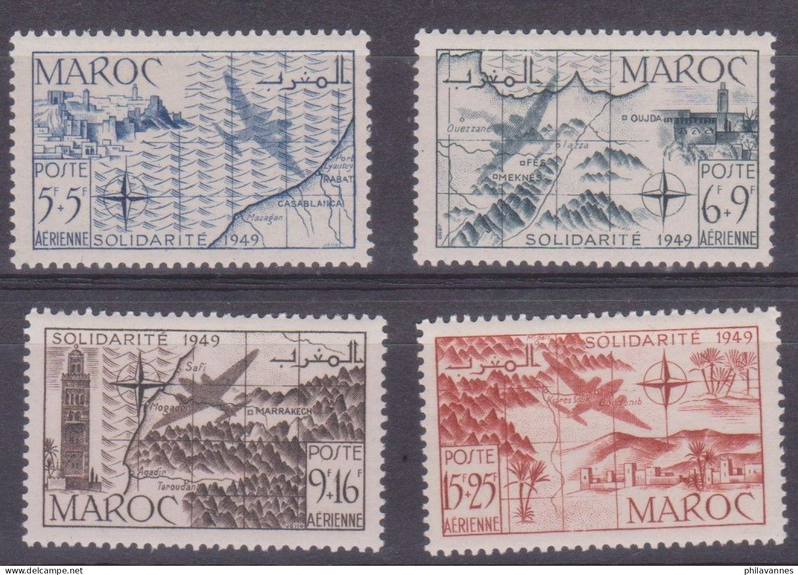 MAROC, Poste Aérienne N° 75 à 78  , Neufs **,cote 12€ ( Maroc/003) - Aéreo