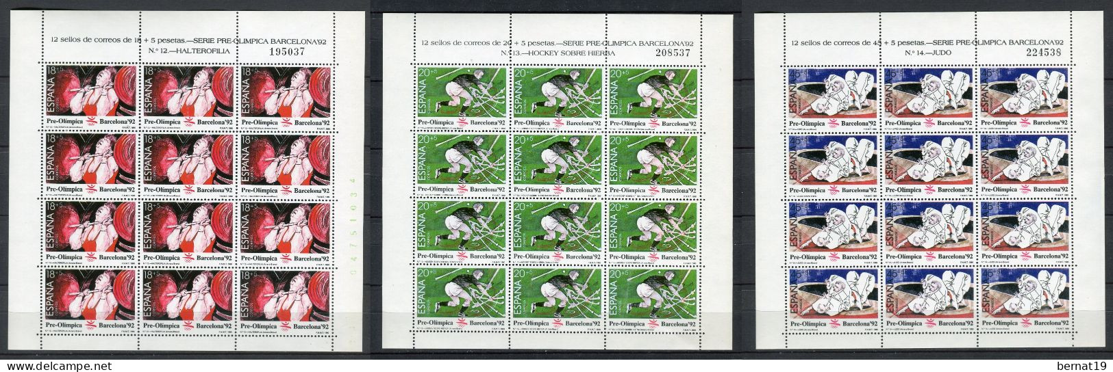 España 1990. Edifil 3054-56 X 12 (MP 10-12) ** MNH. - Blocs & Hojas