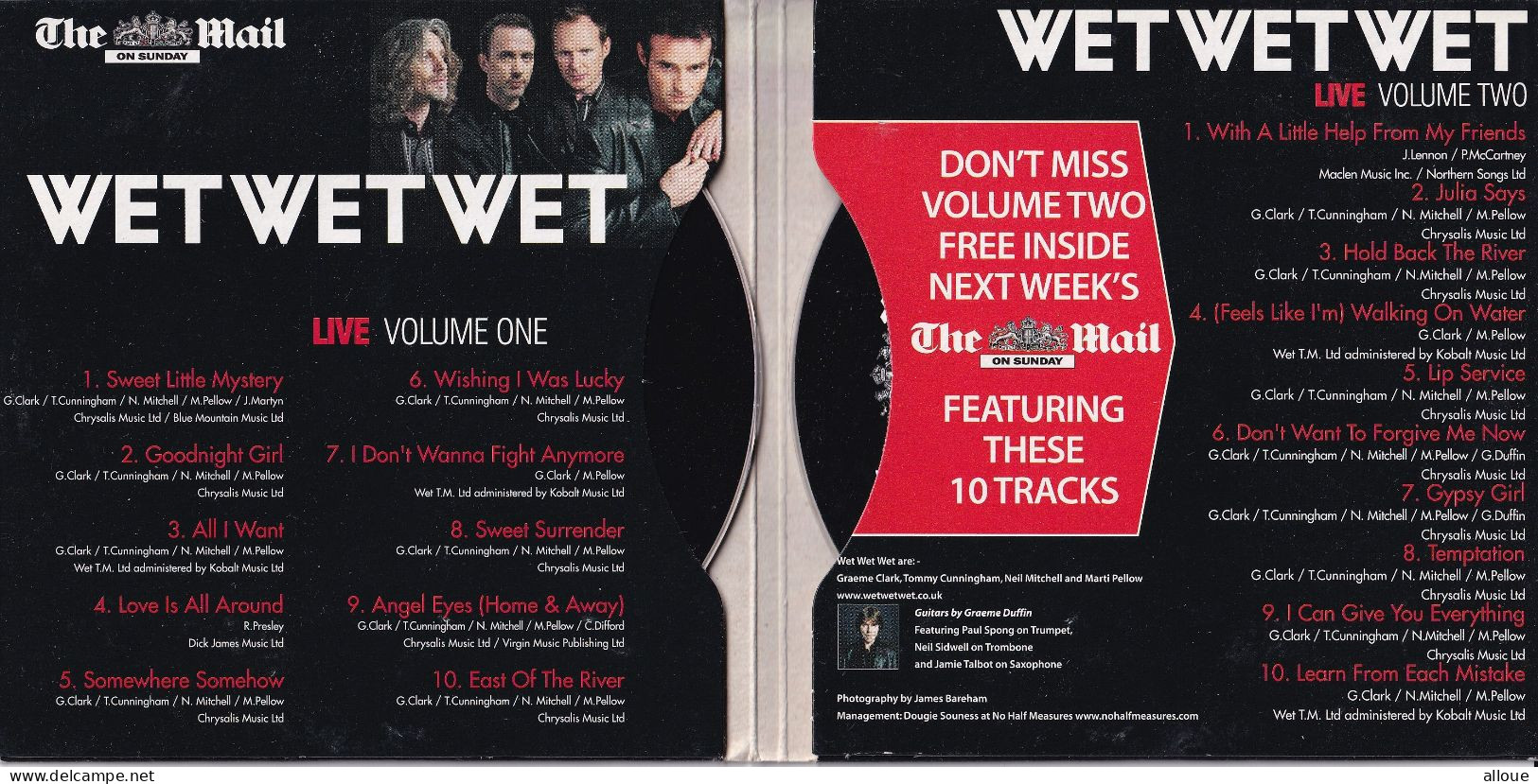 WET WET WET - CD PROMO SUNDAY MAIL - 2 CDS  POCHETTE CARTON 20 TRACKS - Otros - Canción Inglesa
