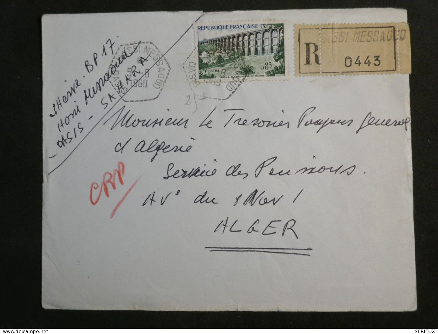 DL0  ALGERIE BELLE LETTRE RECO 1960  PETIT BUREAU MESSAOUD  +AFF. HEXAGONAL  INTERESSANT+ + - Briefe U. Dokumente