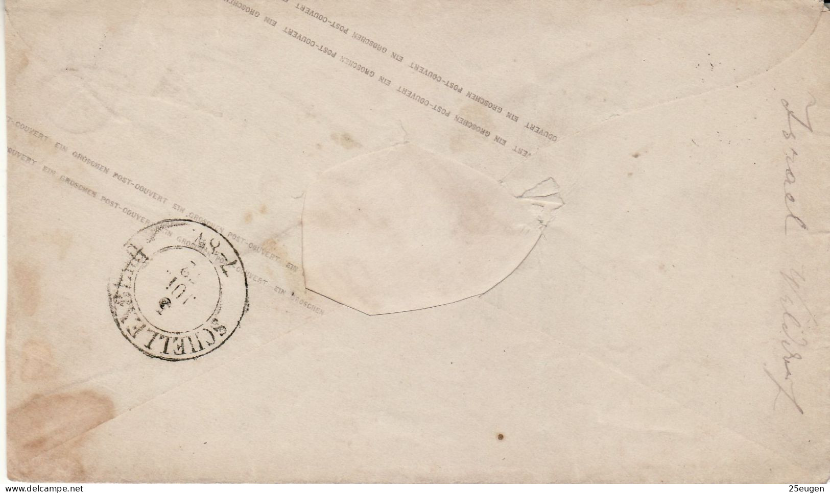 GERMANY EMPIRE 1872 COVER  MiNr U 1 I A  SENT FROM EYRAU TO SCHELLENBERG - Enveloppes