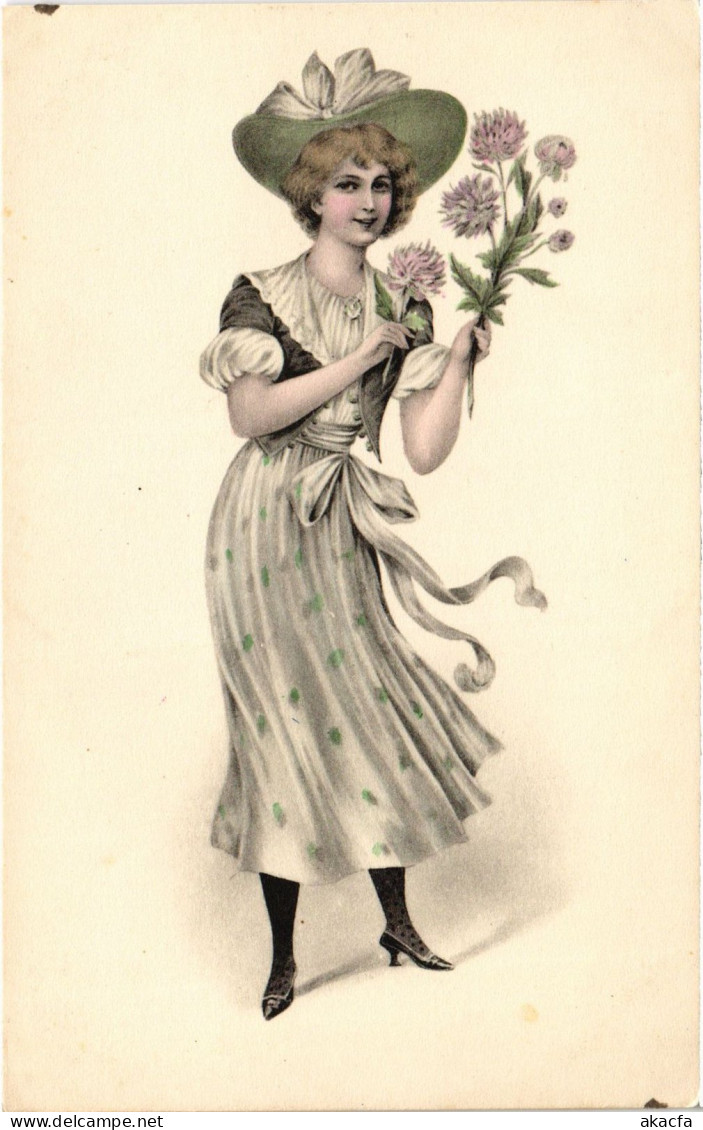 CPA AK Lady With Flowers ARTIST SIGNED (1387084) - 1900-1949