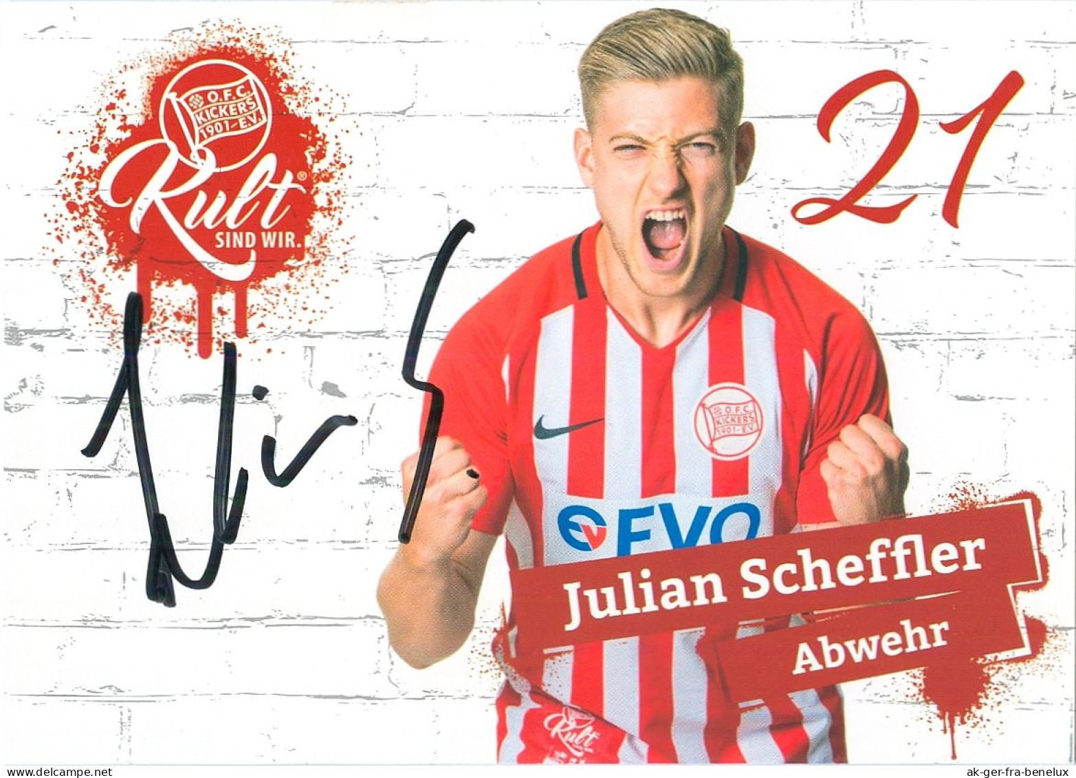 Fußball-Autogrammkarte AK Julian Scheffler Offenbacher Kickers 18-19 Gießen-Wieseck Watzenborn-Steinberg 1. FC Nürnberg - Autographes