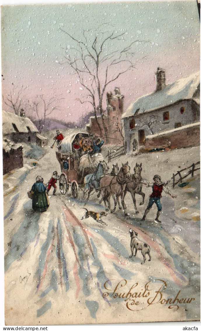CPA AK Horse Wagon On A Winter Street ARTIST SIGNED (1387034) - 1900-1949