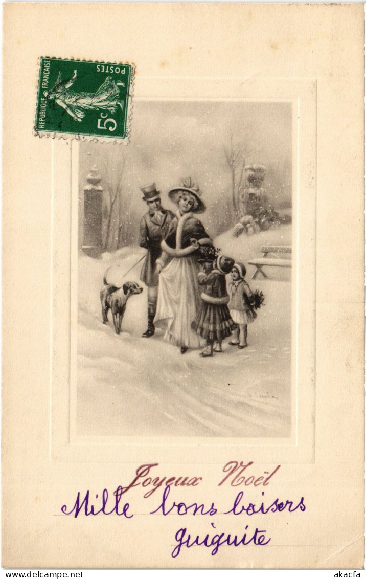 CPA AK Family At Winter ARTIST SIGNED (1387032) - 1900-1949