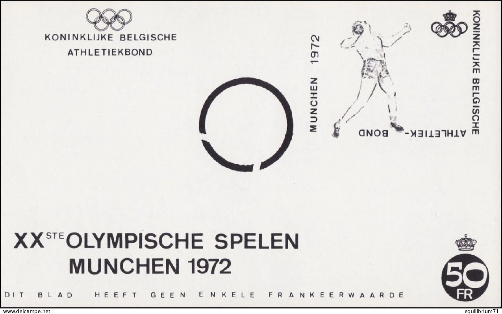 E119** - Épreuve De Couleur Noire/Zwarte Kleurproeve/Schwarzer Farbproof/Black Color Proof - JO De Munich / OS München - Leichtathletik