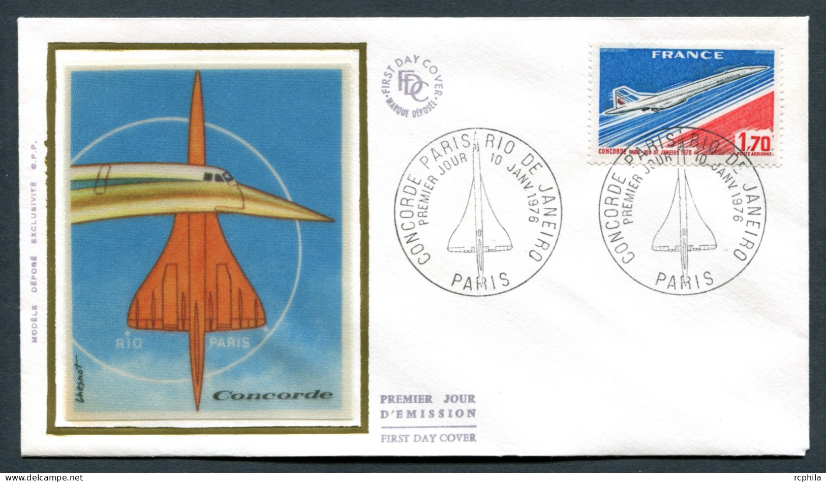 RC 23076 FRANCE 1969 AVION CONCORDE 1er VOL PARIS RIO DE JANEIRO POSTE AERIENNE FDC 1er JOUR TB - Concorde