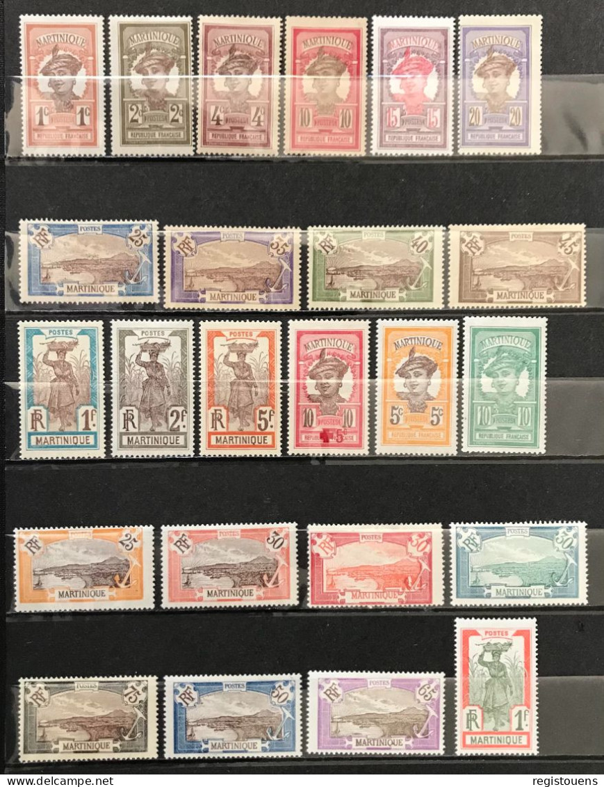 Lot De 24 Timbres Neufs* Martinique 1908 À 1930 - Unused Stamps