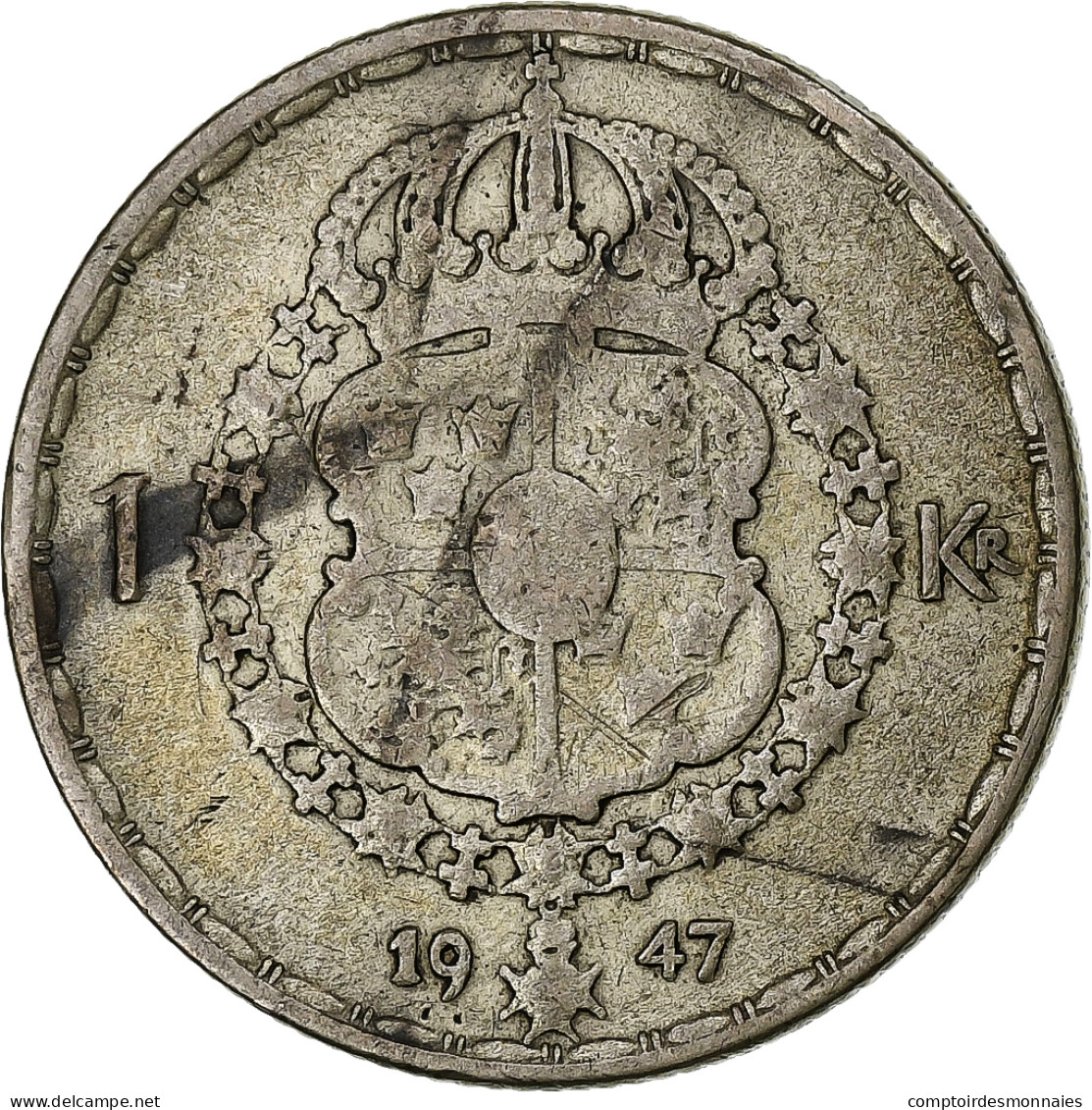 Suède, Gustaf V, Krona, 1947, Argent, TB, KM:814 - Suède