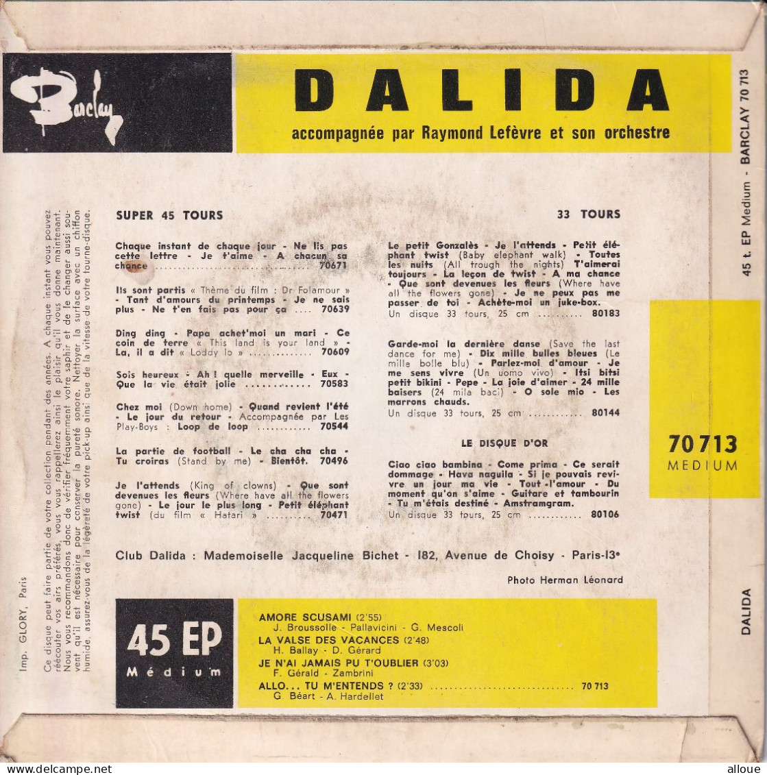DALIDA - FR EP - AMORE SCUSAMI + 3 - Autres - Musique Française