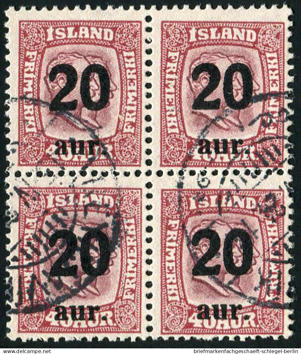 Island, 1921, 109, Gestempelt, Viererblock - Andere & Zonder Classificatie