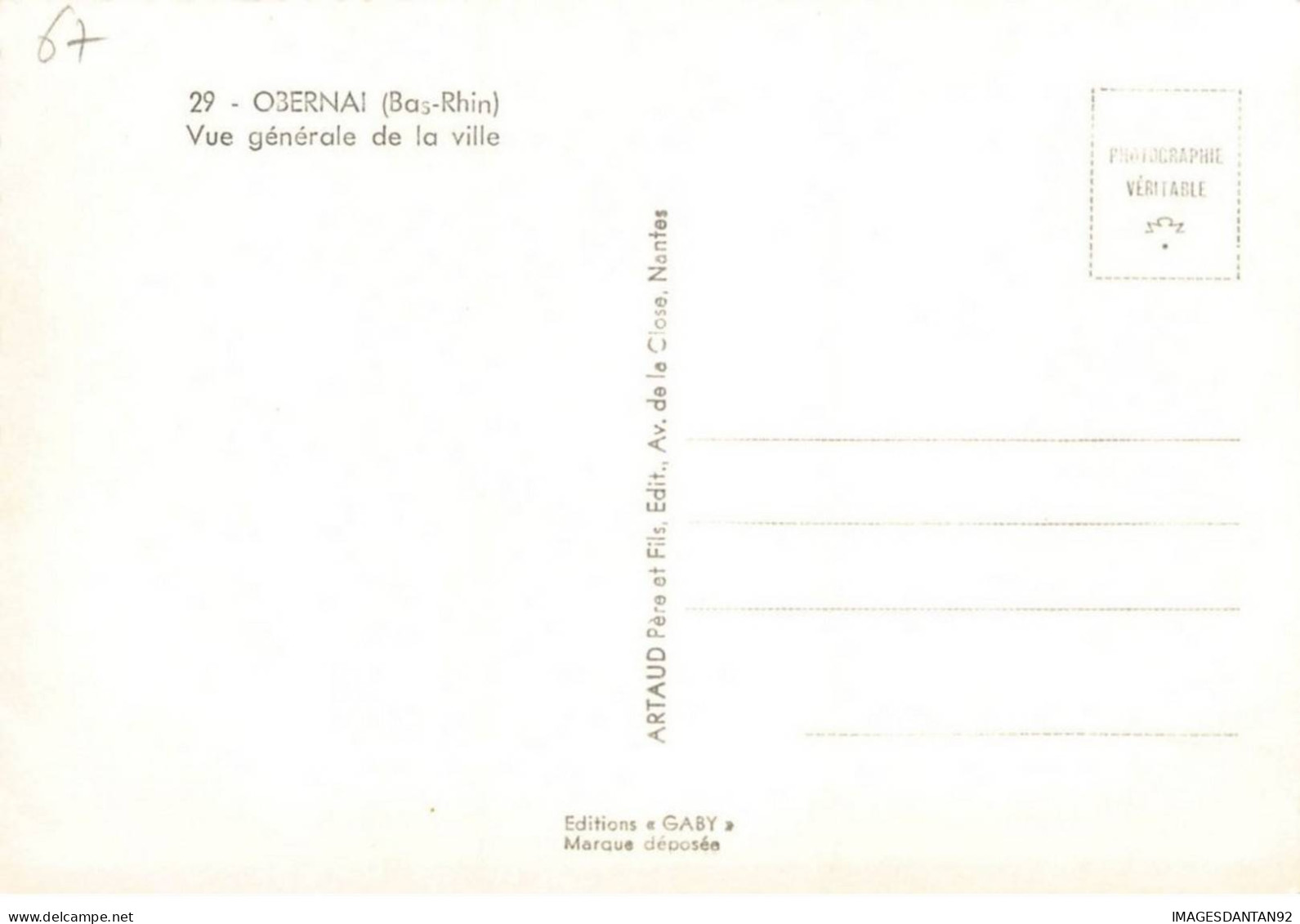 67 OBERNAI AA#DC130 VUE GENERALE DE LA VILLE ET SA GRANDE CROIX BLANCHE - Obernai